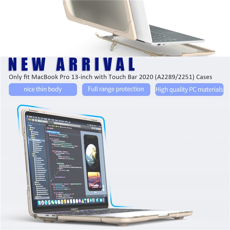 Hard PC Laptop Case Sleeve Notebook Computer Cover with Supporting Stand for MacBook Pro 13'' A2251 / A2289 / A2338 - Khaki