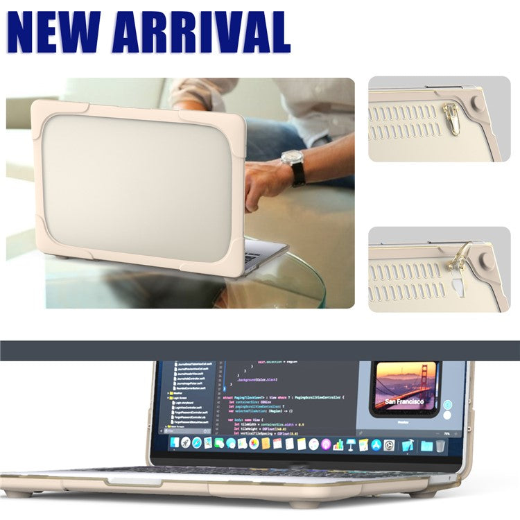 Hard PC Laptop Case Sleeve Notebook Computer Cover with Supporting Stand for MacBook Pro 13'' A2251 / A2289 / A2338 - Khaki