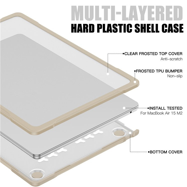 For Macbook Air 15 inch (2025) / (2024) A3114 M3 / (2023) M2 A2941 Sailor Series Laptop Case PC+TPU Anti-Scratch Notebook Cover - Khaki