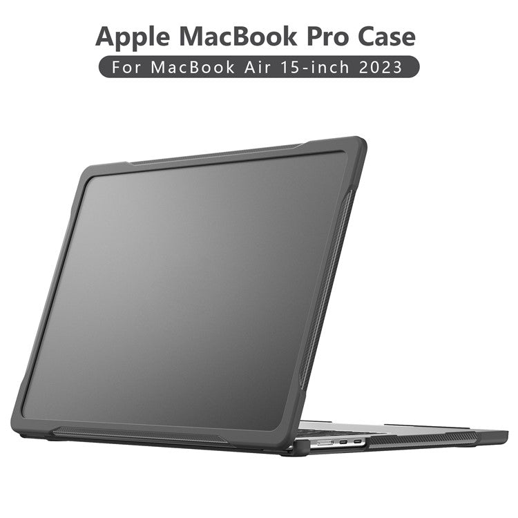 For Macbook Air 15 inch (2025) / (2024) A3114 M3 / (2023) M2 A2941 Sailor Series Laptop Case PC+TPU Anti-Scratch Notebook Cover - Transparent Black