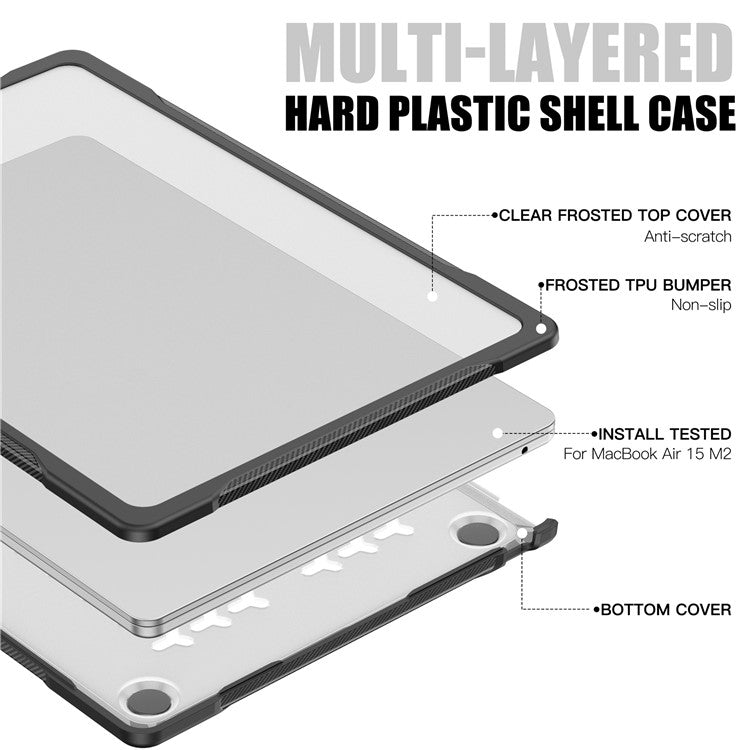 For Macbook Air 15 inch (2025) / (2024) A3114 M3 / (2023) M2 A2941 Sailor Series Laptop Case PC+TPU Anti-Scratch Notebook Cover - Transparent