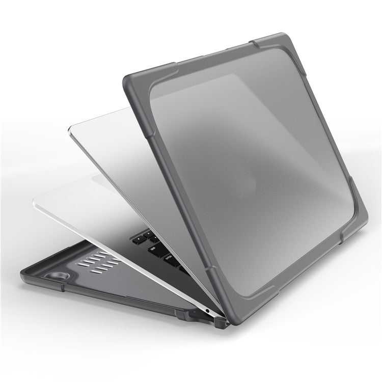 Laptop Case for Macbook Air 15 inch (2025) / (2024) A3114 M3 / (2023) M2 A2941 Stand Design Notebook Anti-Scratch Hard PC Cover - Grey