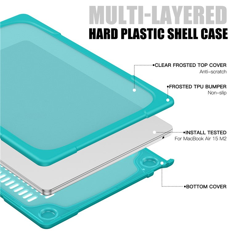 Laptop Case for Macbook Air 15 inch (2025) / (2024) A3114 M3 / (2023) M2 A2941 Stand Design Notebook Anti-Scratch Hard PC Cover - Baby Blue