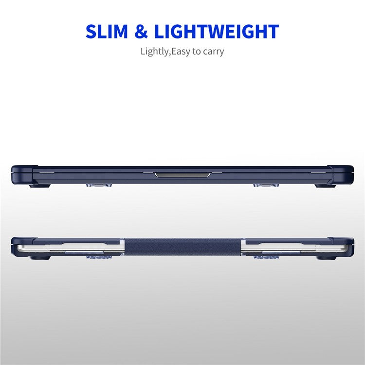 ENKAY HAT PRINCE Shockproof Case for MacBook Pro 14 inch (2024) (2021) A2442 / (2023) A2779 (US Version) Hard PC Kickstand Laptop Cover - Dark Blue