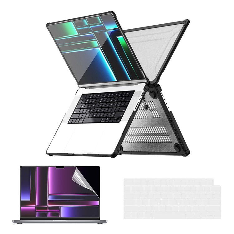ENKAY HAT PRINCE Kickstand Case for MacBook Pro 16 inch (2024) (2023) (2021) A2485 A2880 (US Version) Shockproof Hard PC Laptop Cover - Black
