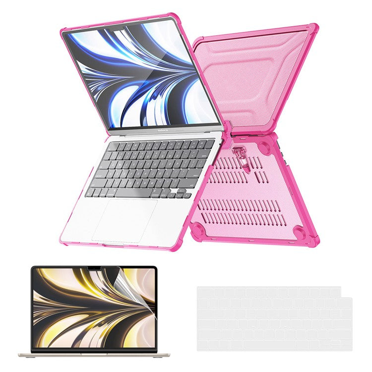 ENKAY HAT PRINCE Protective Kickstand Case for MacBook Air 13 inch (2025) / (2024) A2681 (M2) / A3113 (M3) / (2022) (US) PC Laptop Cover - Pink