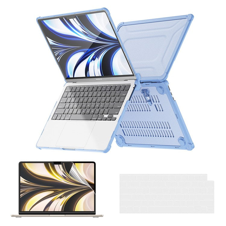 ENKAY HAT PRINCE Protective Kickstand Case for MacBook Air 13 inch (2025) / (2024) A2681 (M2) / A3113 (M3) / (2022) (US) PC Laptop Cover - Blue