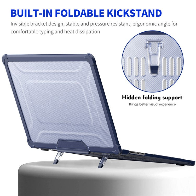 ENKAY HAT PRINCE Protective Hard PC Case for Macbook Air 15 inch (2023) A2941 (US Version) Slim Laptop Kickstand Cover - Dark Blue