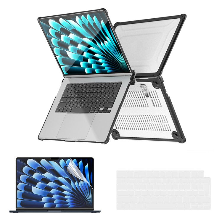 ENKAY HAT PRINCE Slim Hard PC Case for Macbook Air 15 inch (2025) / (2024) / (2023) A2941 (EU Version) Laptop Cover with Kickstand - Black