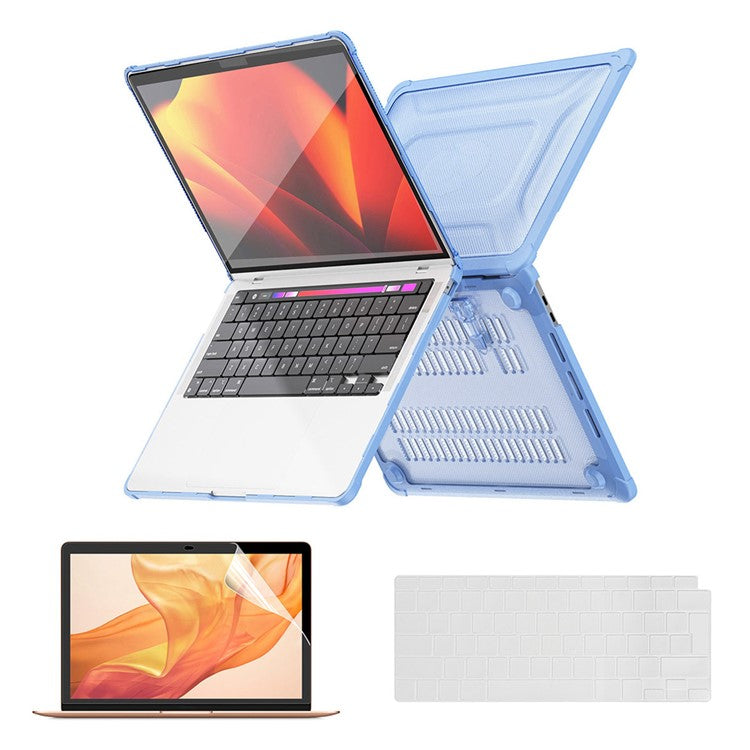 ENKAY HAT PRINCE Slim Kickstand Case for MacBook Air 13 inch (2020) A2179 / A2337 (EU Version) Anti-Scratch Hard PC Laptop Cover - Blue