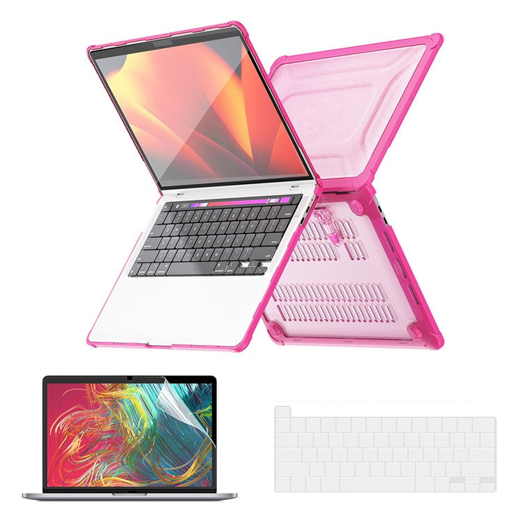 ENKAY HAT PRINCE Shockproof Cover for MacBook Pro 16 inch (2019) A2141 (US Version) Slim Hard PC Laptop Case with Kickstand - Pink
