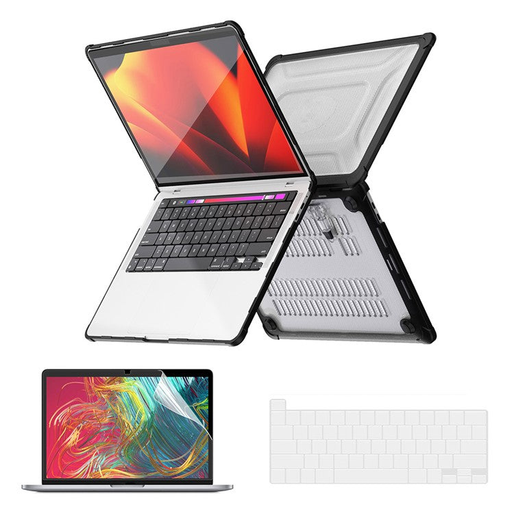 ENKAY HAT PRINCE Shockproof Cover for MacBook Pro 16 inch (2019) A2141 (US Version) Slim Hard PC Laptop Case with Kickstand - Black