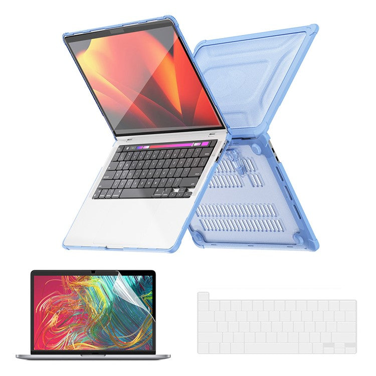 ENKAY HAT PRINCE Shockproof Cover for MacBook Pro 16 inch (2019) A2141 (US Version) Slim Hard PC Laptop Case with Kickstand - Blue