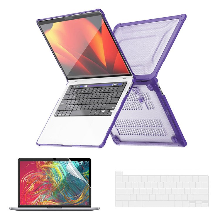 ENKAY HAT PRINCE Shockproof Cover for MacBook Pro 16 inch (2019) A2141 (US Version) Slim Hard PC Laptop Case with Kickstand - Purple