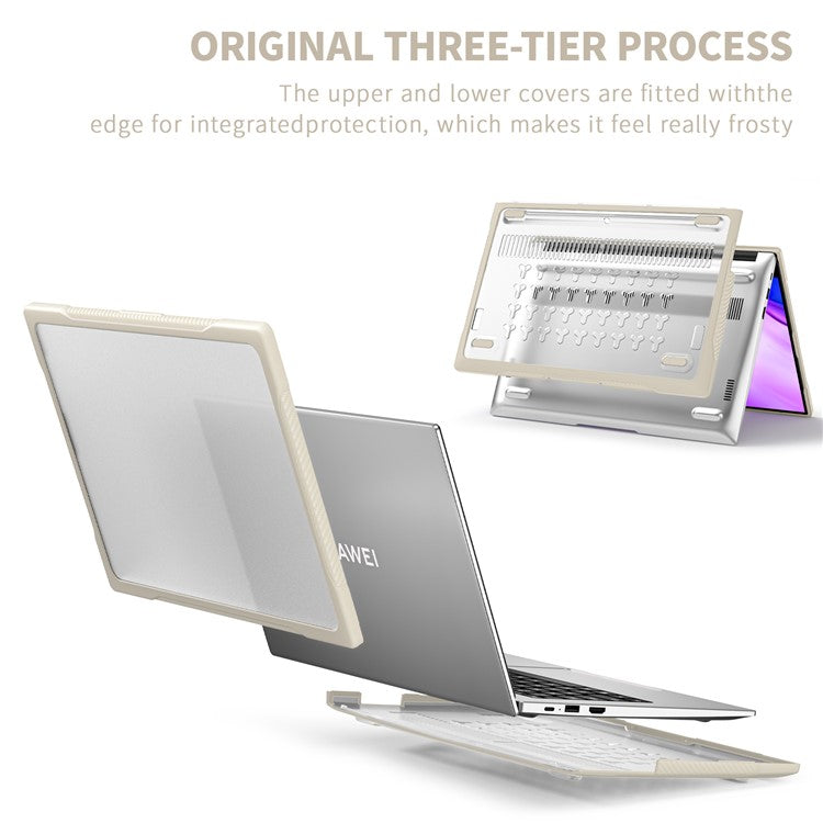 Sailor Series for Huawei MateBook D14 (2023) Laptop Case Dual Layer PC+TPU Protective Cover - Khaki