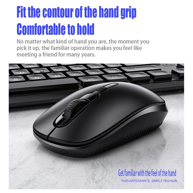 YINDIAO V3Max 2.4G Wireless Smart Sleep Office Keyboard Mouse Set for Computer Laptop - Black