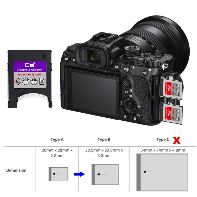 SA-080 CFexpress Type-A to Type-B Memory Card Kit Case CFE CFA to CFB Adapter Compatible with Camera 8K RAW PCIe Expansion