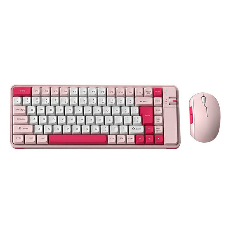 QW07 Wireless Keyboard Mouse Set Home Office Computer Bluetooth 5.0 Keyboard + Mouse - Pink