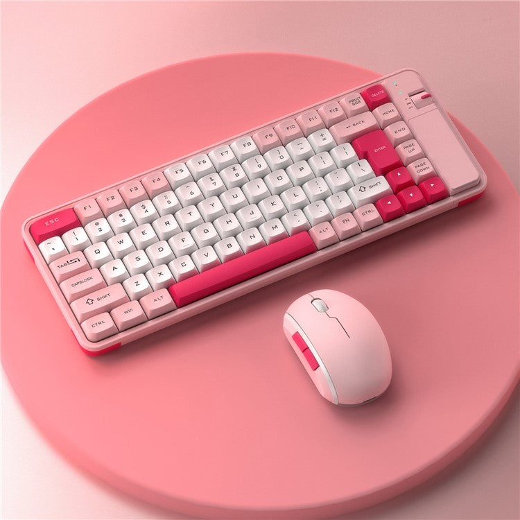 QW07 Wireless Keyboard Mouse Set Home Office Computer Bluetooth 5.0 Keyboard + Mouse - Pink
