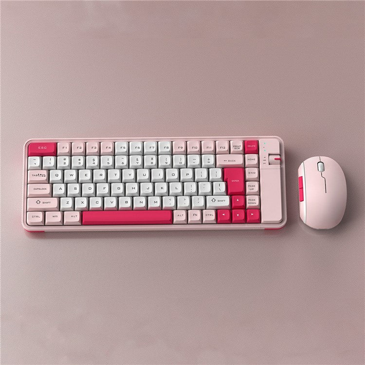 QW07 Wireless Keyboard Mouse Set Home Office Computer Bluetooth 5.0 Keyboard + Mouse - Pink