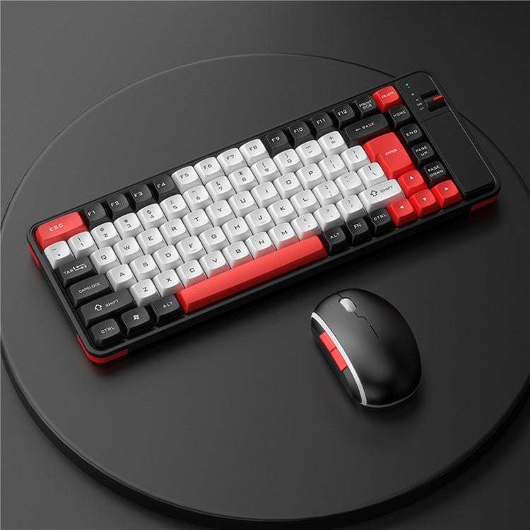 QW07 Wireless Keyboard Mouse Set Home Office Computer Bluetooth 5.0 Keyboard + Mouse - Black / Red