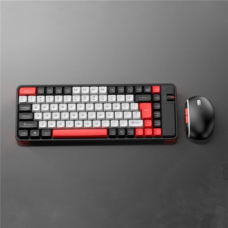 QW07 Wireless Keyboard Mouse Set Home Office Computer Bluetooth 5.0 Keyboard + Mouse - Black / Red
