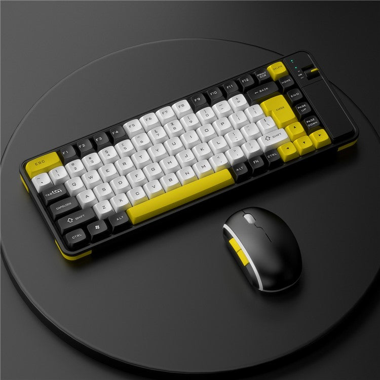 QW07 Wireless Keyboard Mouse Set Home Office Computer Bluetooth 5.0 Keyboard + Mouse - Black / Yellow