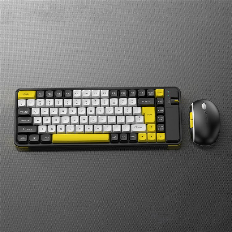 QW07 Wireless Keyboard Mouse Set Home Office Computer Bluetooth 5.0 Keyboard + Mouse - Black / Yellow