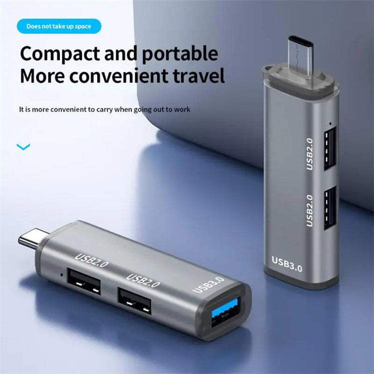 ADS-302C Type-C Adapter Hub to USB 3.0 + Dual USB 2.0 Expansion Station - Grey