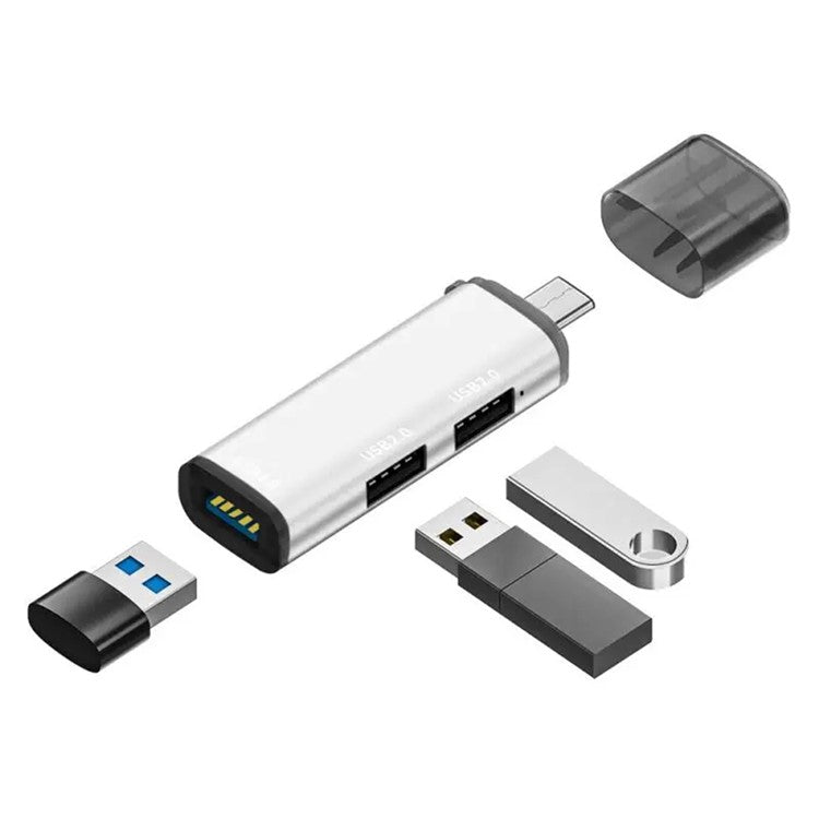 ADS-302C Type-C Adapter Hub to USB 3.0 + Dual USB 2.0 Expansion Station - Silver