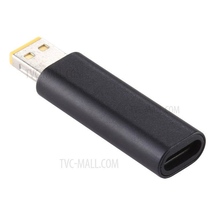 Type-C Female to Rectangle Male PD 12V DC Power Adapter Square Charger Converter for Lenovo Laptop - Black