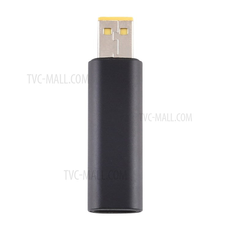 Type-C Female to Rectangle Male PD 12V DC Power Adapter Square Charger Converter for Lenovo Laptop - Black