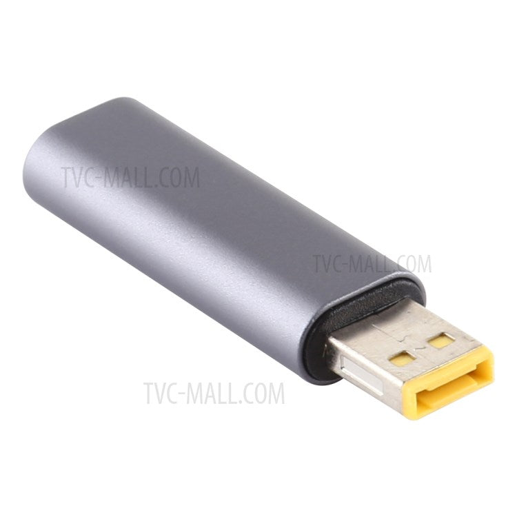 Type-C Female to Rectangle Male PD 12V DC Power Adapter Square Charger Converter for Lenovo Laptop - Grey