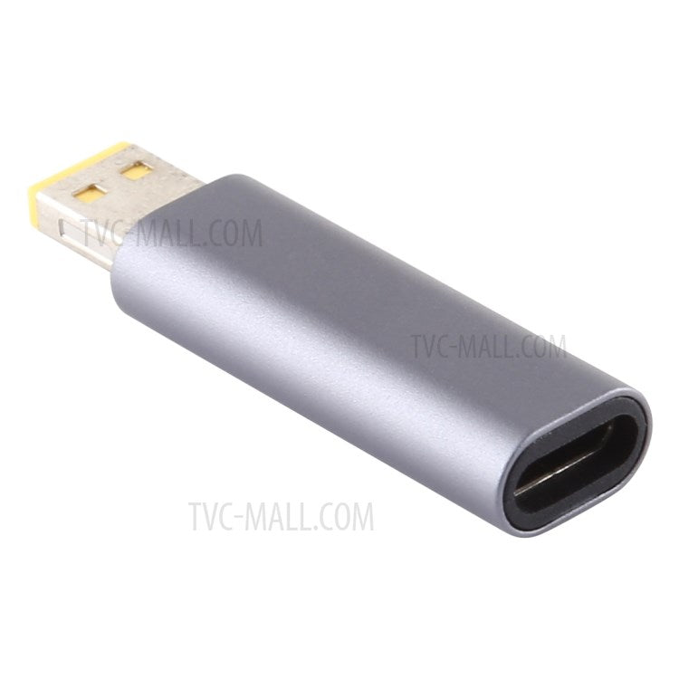 Type-C Female to Rectangle Male PD 12V DC Power Adapter Square Charger Converter for Lenovo Laptop - Grey