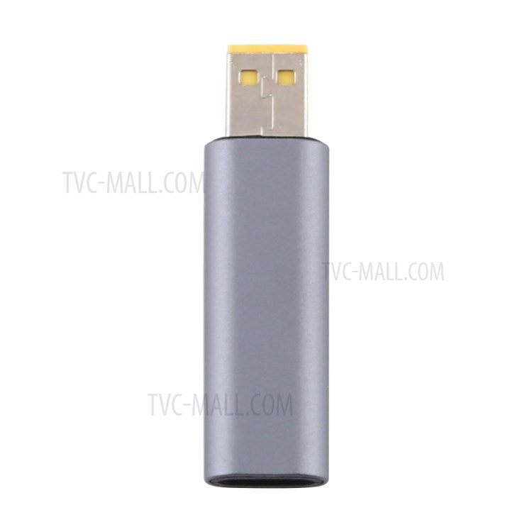 Type-C Female to Rectangle Male PD 12V DC Power Adapter Square Charger Converter for Lenovo Laptop - Grey