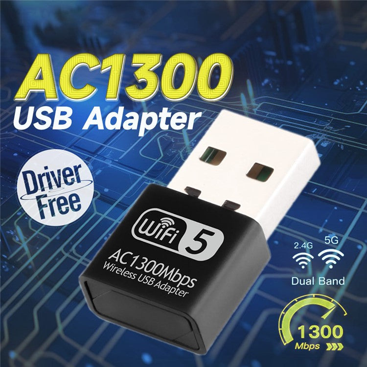 1300Mbps USB WiFi Adapter 2.4 / 5Ghz Dual Band Wireless Ethernet LAN USB WiFi Dongle for Desktop PC / Laptop