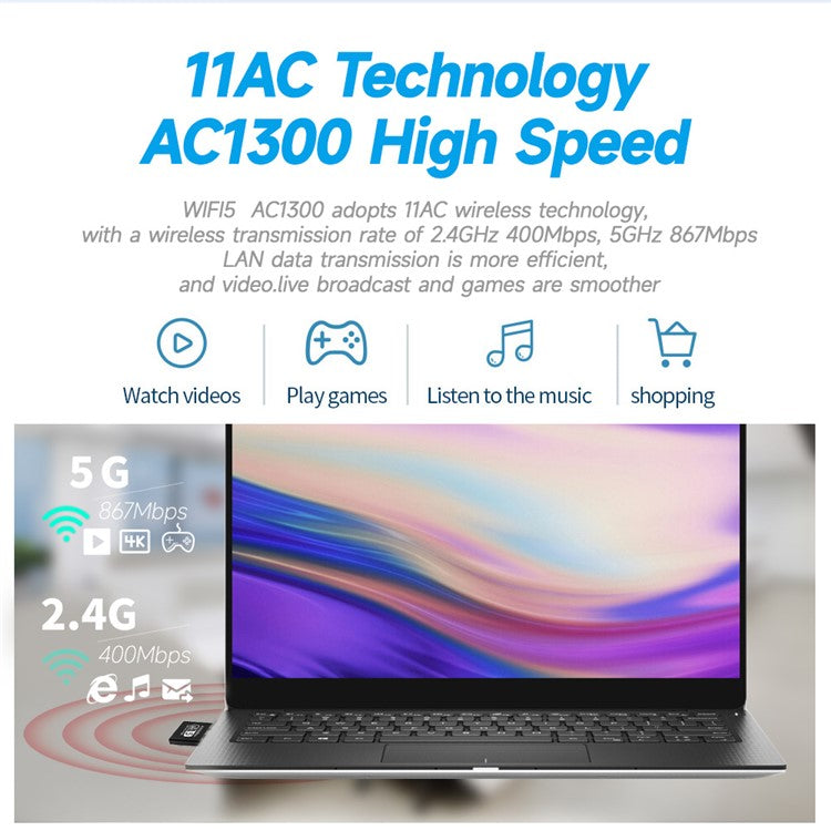 1300Mbps USB WiFi Adapter 2.4 / 5Ghz Dual Band Wireless Ethernet LAN USB WiFi Dongle for Desktop PC / Laptop