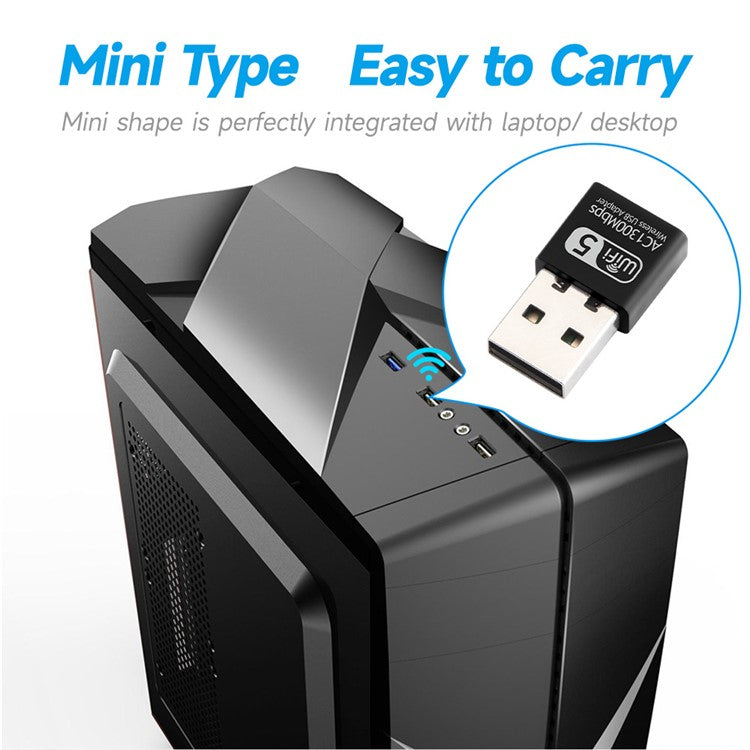 1300Mbps USB WiFi Adapter 2.4 / 5Ghz Dual Band Wireless Ethernet LAN USB WiFi Dongle for Desktop PC / Laptop