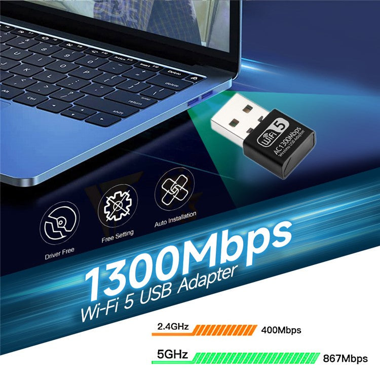 1300Mbps USB WiFi Adapter 2.4 / 5Ghz Dual Band Wireless Ethernet LAN USB WiFi Dongle for Desktop PC / Laptop