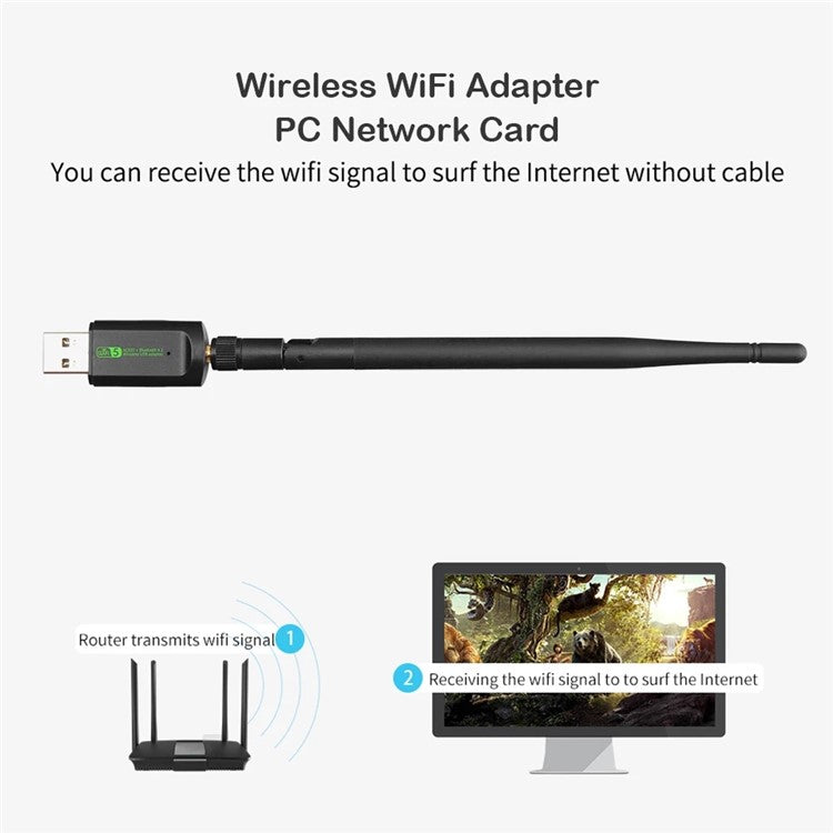 Bluetooth WiFi Adapter USB Antenna Dongle Ethernet 600Mbps Dual Band Wireless Network Card