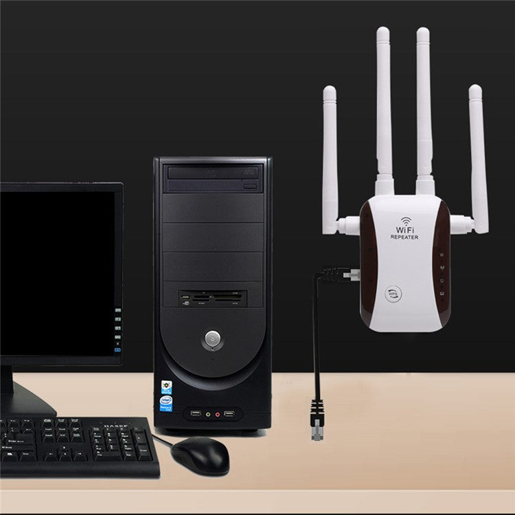 GT300 300Mbps Wireless WiFi Repeater Router 2.4/5Ghz Network Signal Amplifier with 4 Antenna WiFi Booster - EU Plug