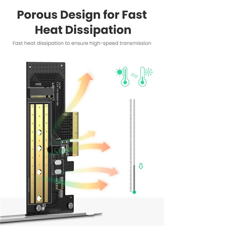 UGREEN 70503 PCIe to M2 Adapter M.2 NVMe PCI Express Adapter 32Gbps PCI-E Card x4/8/16 M&B Key SSD Computer M.2NME to PCIe 3.0 Expansion Card