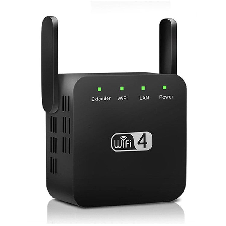 WD-611U 300Mbps 2.4GHz WiFi Extender Repeater Wireless Signal Booster Amplifier - Black / US Plug