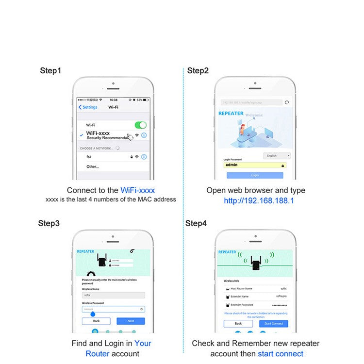 WD-611U 300Mbps 2.4GHz WiFi Extender Repeater Wireless Signal Booster Amplifier - Black / UK Plug