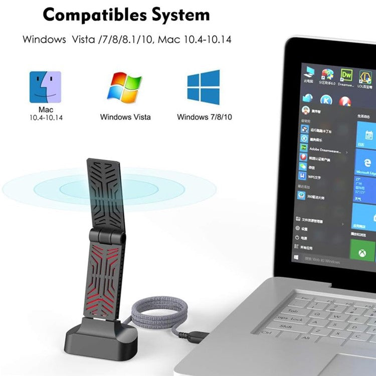 WAVLINK WS-WN690A5D-A AC1900M USB 3.0 Network Card 2.4GHz 5GHz Dual Band Wireless Adapter for PC Computer