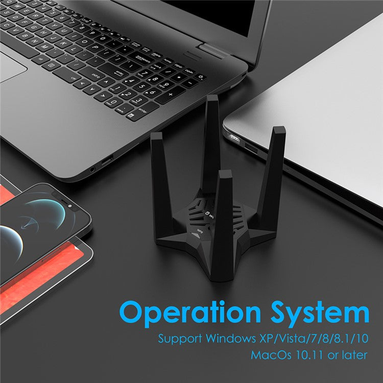 WAVLINK WS-WN693A5-A AC1900 Wireless Dual Band USB 3.0 Adapter 5G / 2.4G WiFi Network Card with External High Gain Antennas