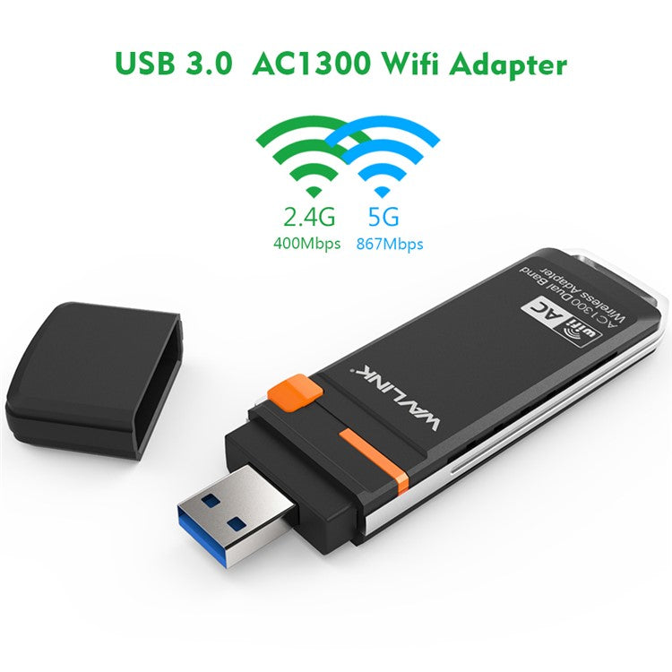 WAVLINK AC1300 WN688A3D Portable USB 3.0 WiFi Dongle 2.4G / 5G Dual Band Wireless Network Adapter