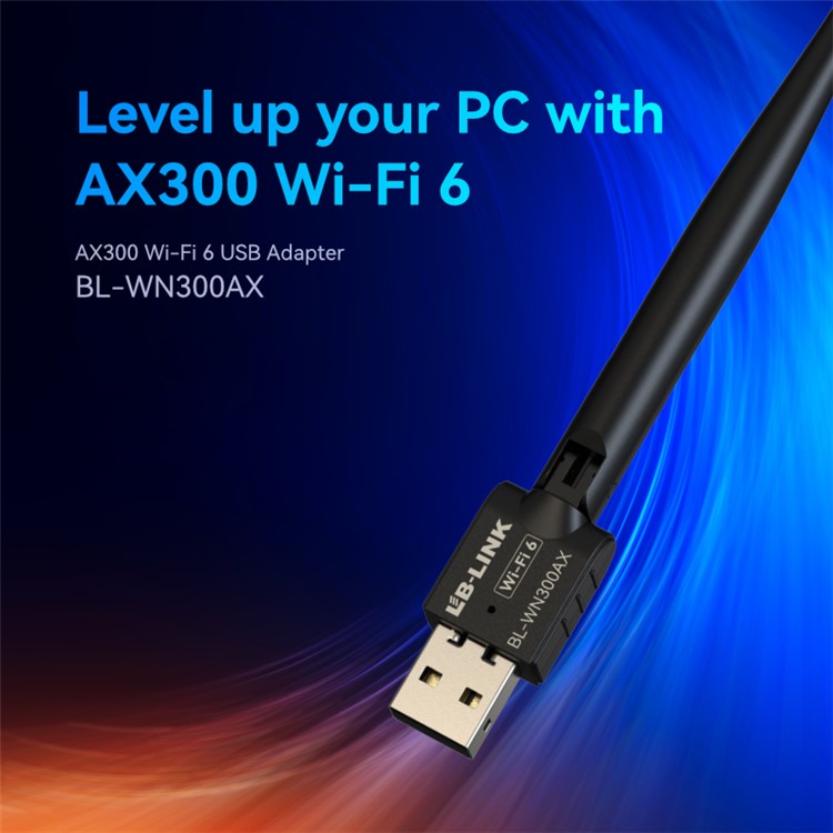 BL-WN300AX LB-LINK WiFi 6 USB Adapter for PC Laptop Desktop Wireless Network Adapter with External High Gain Antenna