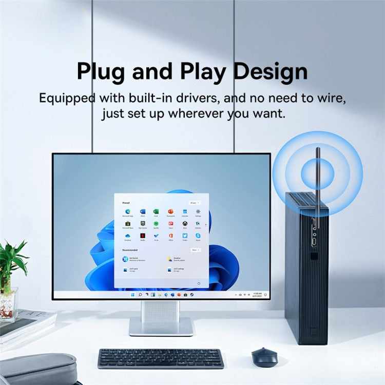 BASEUS FastJoy Series 650Mbps High Gain Antenna USB WiFi Adapter 2.4G / 5G Network Dongle - Black