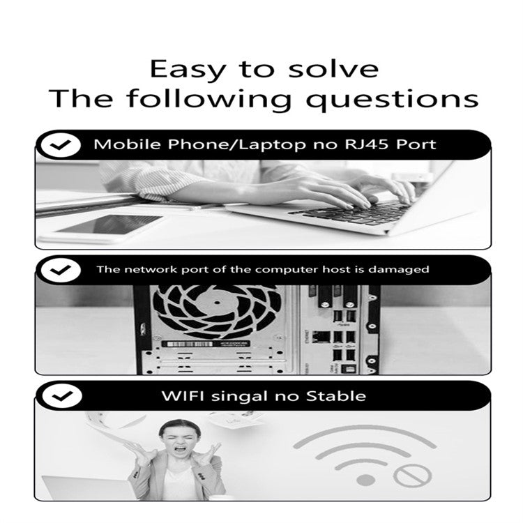 Type-C to RJ45 2500Mbps Ethernet Adapter Laptop LAN Network Converter